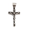 304 Stainless Steel Pendants, Crucifix Cross Charms, Antique Silver, 35x20x6mm, Hole: 7.5x5mm