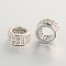 Brass Micro Pave Cubic Zirconia European Large Hole 
Ring Beads, Platinum, 7.5~8x4mm, Hole: 5mm