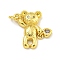 Rack Plating Brass Micro Pave Cubic Zirconia Pendants, Long-Lasting Plated, Lead Free & Cadmium Free, Bear, Real 18K Gold Plated, 18.5x13.5x4.5mm, Hole: 3mm