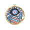 Printed 304 Stainless Steel Pendants, Flat Round with Eye Charms,  PVD Vacuum Plating, Real 18K Gold Plated, Colorful, 25.5x24x3mm, Hole: 1.5mm