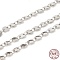 Anti-Tarnish Rhodium Plated 925 Sterling Silver Flat Round Link Chains, Sequin Chains, Soldered, Platinum, Flat Round: 4x0.4mm, Link Ring: 3x2x0.4mm