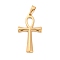 304 Stainless Steel Big Pendants, Ankh Cross, Golden, 65x37x4.5mm, Hole: 11x8mm