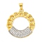 Rack Plating Brass Micro Pave Cubic Zirconia Pendants, with Link Chain Shape, Round, Real 18K Gold Plated, 28x25x3.5mm, Hole: 3.5x5mm