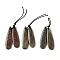 Natural Stichtite Pendants, Teardrop Charms, 39x10~11x3.5~4.5mm, Hole: 0.9~1mm