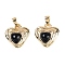 Brass Charms, with Glass, Heart, Real 18K Gold Plated, 14x14x5mm,Hole:4mm