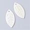 Freshwater Shell Pendants, Leaf, Floral White, 27.5~28.5x13.5~14.5x1.5~2.5mm, Hole: 1.5~2mm