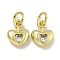 Rack Plating Brass Micro Pave Cubic Zirconia Charms, with Jump Ring, Cadmium Free & Lead Free, Real 18K Gold Plated, Long-Lasting Plated, Heart, Clear, 10x8x3.5mm, Hole: 3mm