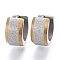 Textured 304 Stainless Steel Huggie Hoop Earrings, Ring, Golden & Stainless Steel Color, 12.5x13x7mm, Pin: 1mm