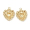 Hollow Out Brass Pendants, Heart Charms, Cadmium Free & Lead Free, Long-Lasting Plated, Rack Plating, with Jump Ring, Real 18K Gold Plated, 21.5x20x4mm, Hole: 1.8mm