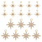Brass Micro Pave Clear Cubic Zirconia Charms, Flower & Star, Golden, 10.5~14x8.5~11.5x2mm, Hole: 0.5~1mm, 17pcs/set