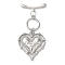 Brass Micro Pave Clear Cubic Zirconia Toggle Clasps, Heart, Platinum, 45mm, Bar: 19x7x3mm, Hole: 1.4mm; Ring: 13x11x1.5mm, Hole: 1.4mm