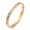 304 Stainless Steel Hinged Bangles for Women, with Enamel, Real 18K Gold Plated, Green, 1/4 inch(0.6cm), Inner Diameter: 2-3/8x2 inch(6x5cm)