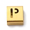 Ion Plating(IP) 304 Stainless Steel Square Slide Charms, Golden, Letter P, 9x8x4mm, Hole: 3.5x8.5mm