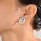 Elegant Alloy Enamel Flower Stud Earrings, Golden, 24x19mm