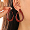Spray Printed Alloy Stud Earrings, Dark Red, Teardrop, 50mm