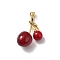 Brass Resin Pendants, Cherry Charms, Golden, 27x20.5x11.5mm, Hole: 3.5x6.5mm