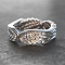 Brass Finger Rings, Wing, Silver, US Size 7(17.3mm)