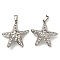 Non-Tarnish 304 Stainless Steel Pendants, Textured, Starfish Charm, Stainless Steel Color, 33.5x30.5x10.5mm, Hole: 3.5x7mm