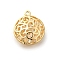 Brass with Cubic Zirconia Pendants, Hollow, Round Charms, Real 18K Gold Plated, 20x17x8mm, Hole: 1.5mm