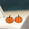 Pumpkin Alloy Enamel Stud Earrings, Golden, 15x14.4mm