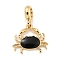 Rack Plating Alloy Enamel Crab European Dangle Charms, Large Hole Pendants, Golden, Cadmium Free & Nickel Free & Lead Free, Black, 27mm, Hole: 4.6mm, Crab: 18x20x2.5mm