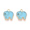 Alloy Enamel Charms, Elephant Charm, Golden, Sky Blue, 15x14x2mm, Hole: 1.8mm