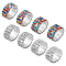 8Pcs 4 Styles Rhinestone Tennis Chains Stretch Ring for Women, Mixed Color, Wide: 9~12mm, Inner Diameter: 15.5mm, 2pcs/style