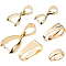 114Pcs 6 Style Brass Snap on Bails, Nickel Free, Real 18K Gold Plated, 6~17.5x3~5x3~4mm, Hole: 2.5~7x2~6mm