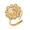 Flower Brass Micro Pave Cubic Zirconia Ring Settings, For Half-drilled Beads, Cadmium Free & Lead Free, Rack Plating, Long-Lasting Plated, Real 18K Gold Plated, Pin: 1.5mm, Tray: 10mm, Inner Diameter: 17mm
