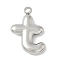 304 Stainless Steel Initial Pendants, Ion Plating(IP), Stainless Steel Color, Letter T, 16~18x6~18x3mm, Hole: 1.8mm