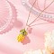Glass Seed Beaded & Imitation Pearl Flower Pendant 304 Stainless Steel Cable Chain Necklaces for Women, with Transparent Acrylic Green Yellow Leaf, Golden, Yellow, 17.87 inch(45.4cm)