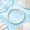 Natural Cultured Freshwater Pearl Round Beaded Stretch Bracelets for Women, Creamy White, Inner Diameter: 2-1/8 inch(5.5cm)