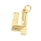 Brass Pendants, Number 4 Charms, Long-Lasting Plated, Lead Free & Cadmium Free, Rack Plating, with Jump Ring, Real 18K Gold Plated, 15x8x1.5mm, Hole: 3.5mm