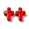 Handmade Lampwork Beads, Cross, Red, 26x19.5x7.5mm, Hole: 1.6mm
