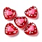 Glass Enamel Beads, Hand Drawn Beads, Heart with Star, Cerise, 20.5x19.5x9mm, Hole: 1.6mm