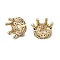 Brass Micro Pave Cubic Zirconia European Beads, Crown, Large Hole Beads, Lead Free & Cadmium Free, Light Gold, 7x11.5x10mm, Hole: 6.5mm