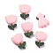 Opaque Resin Cabochons, Flower, Pink, 21x16x5.5mm