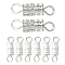 20Pcs Brass Screw Clasps, for Jewelry Making, Column, Silver, 13~14x4mm, Hole: 1.8mm