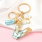 Resin & Acrylic Keychain, with Tassel Pendant and Iron Findings, Letter V, 10cm, pendant: 26~42mm.