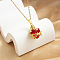 Brass Micro Pave Clear Cubic Zirconia and Red Resin Scared Heart Pendant Necklaces for Women, Golden, 19.29 inch(49cm)