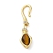 Brass S-Hook Clasps, with Natural Tiger Eye Beads, Snake, Real 18K Gold Plated, 36mm