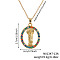 Elegant Vintage Brass Pave Cubic Zirconia Virgin Mary Religion Pendant Necklaces, Golden, Colorful, 15.75 inch(40cm)