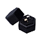 PandaHall Black Velvet Wedding Rings Box, Hexagon Engagement Jewelry Ring Box Double Slots Ring Holder Gift Box with Lid for Proposal, Wedding Photography, Birthday, Ceremony