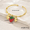 Brass Cuff Bangles, Charm Bangles for Women, Strawberry, Inner Diameter: 2-1/8 inch(5.5cm)~2-3/8 inch(6cm)