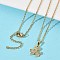 Brass Micro Pave Clear Cubic Zirconia Pendant 304 Stainless Steel Chain Necklaces for Women, PVD Vacuum Plating, Real 18K Gold Plated, Clover, 17.99 inch(45.7cm), 45mm exdenter
