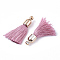 Polyester Tassel Pendant Decorations, with CCB Plastic Findings, Light Gold, Flamingo, 25~30x6mm, Hole: 1.5mm