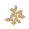 Iron Cabochons, with Crystal Rhinestone, Leafy Branch, Light Gold, 32x30x2mm