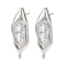 Nuggets Brass Micro Pave Clear Cubic Zirconia Stud Earring Findings, with 925 Sterling Silver Pins, Rack Plating, Long-Lasting Plated, Platinum, 22x7.5mm, Hole: 1.4mm, Pin: 0.7x12mm