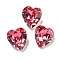 Glass Rhinestone Cabochons, Flat Back & Back Plated, Faceted, Heart, Rose, 6.5x6x4mm