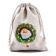 クリスマスコットンクロス収納ポーチ  長方形巾着袋  キャンディーギフトバッグ用  花柄  13.8x10x0.1cm ABAG-M004-02C-5